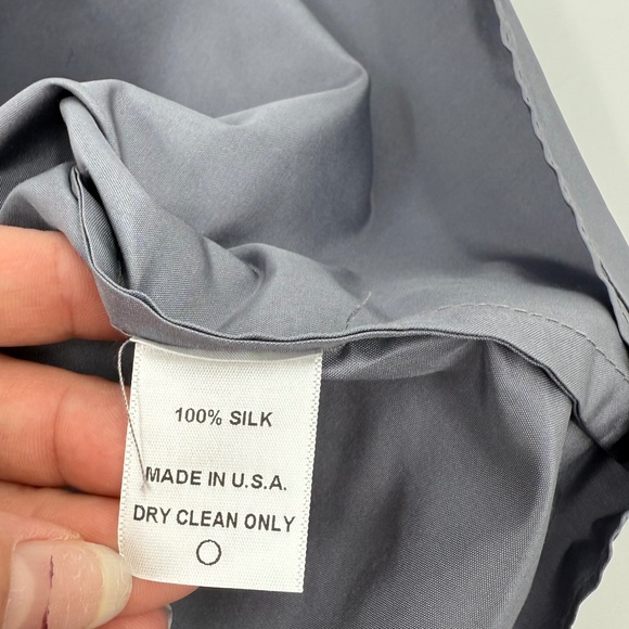 Rory Beca Dress Women XS NEW Gray Silk V Neck Short Cap Sleeves Mini Vintage - Picture 7 of 10